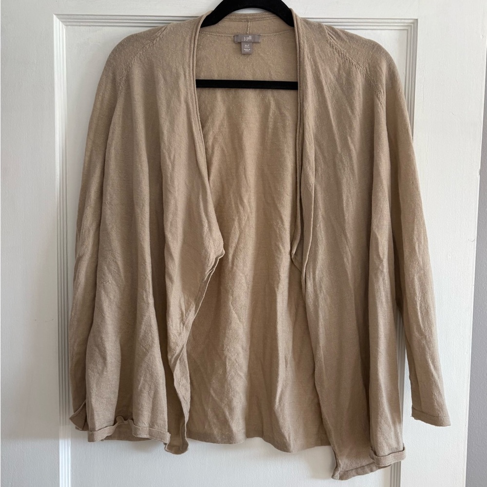 Women's J. Jill Light Brown 100% Merino Wool Open Cardigan Size XL Petite